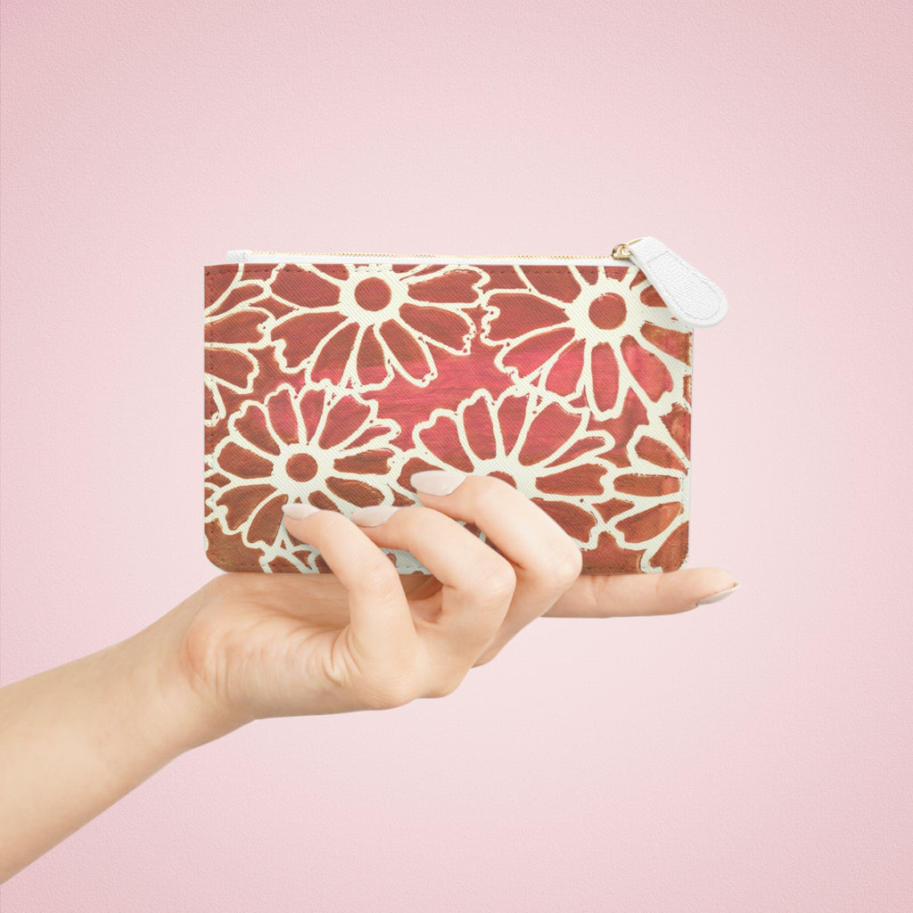 Daisy Pattern Mini Clutch — Floral Zip Pouch for Everyday Essentials