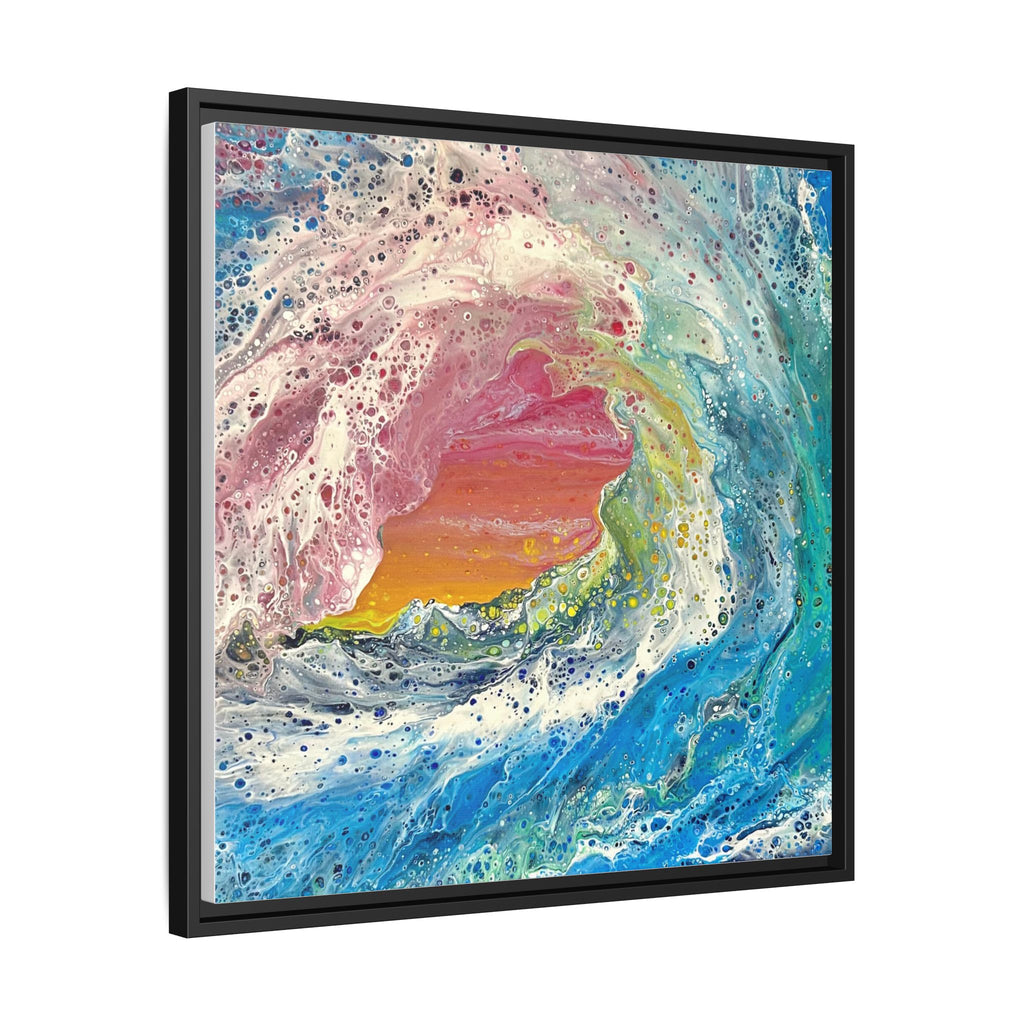 Abstract Ocean Wave Framed Canvas Print — Colorful Coastal Wall Art