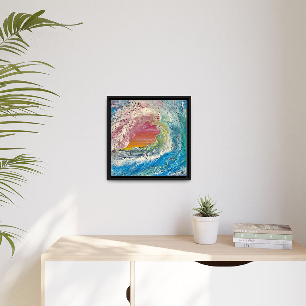 Abstract Ocean Wave Framed Canvas Print — Colorful Coastal Wall Art