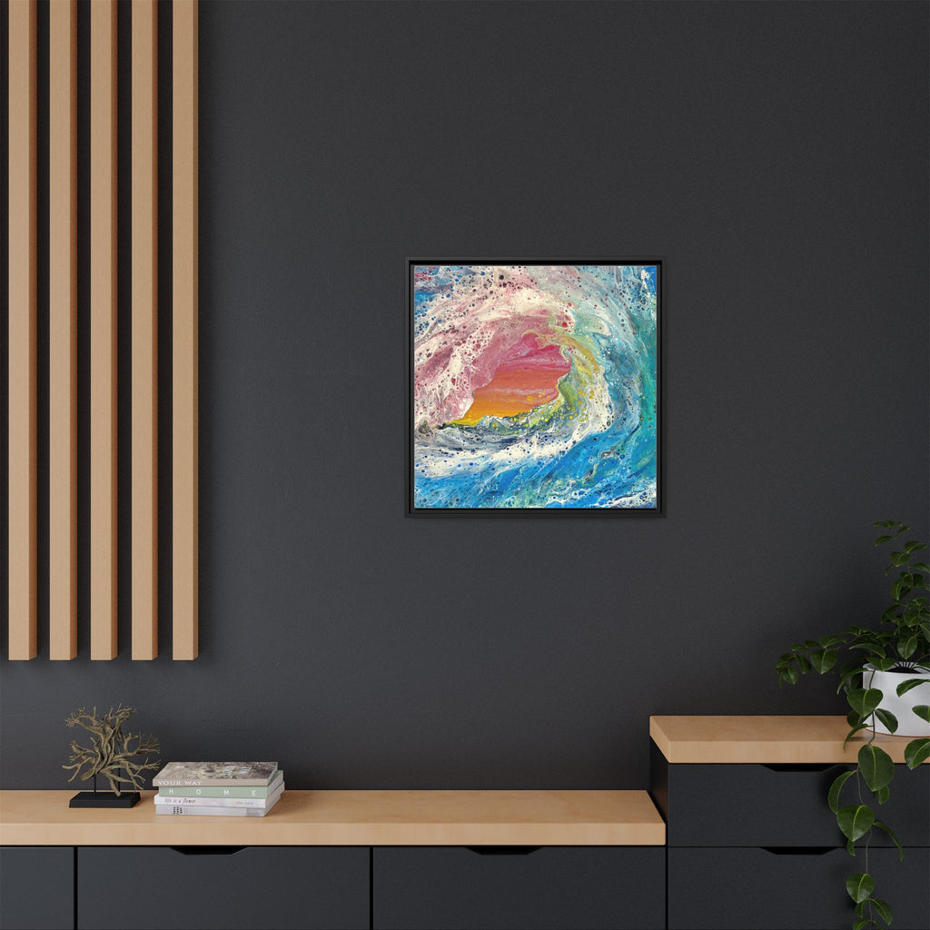 Abstract Ocean Wave Framed Canvas Print — Colorful Coastal Wall Art