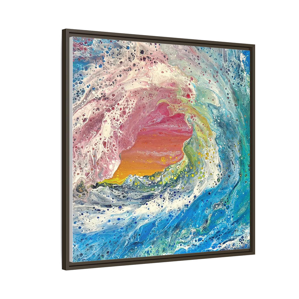 Abstract Ocean Wave Framed Canvas Print — Colorful Coastal Wall Art