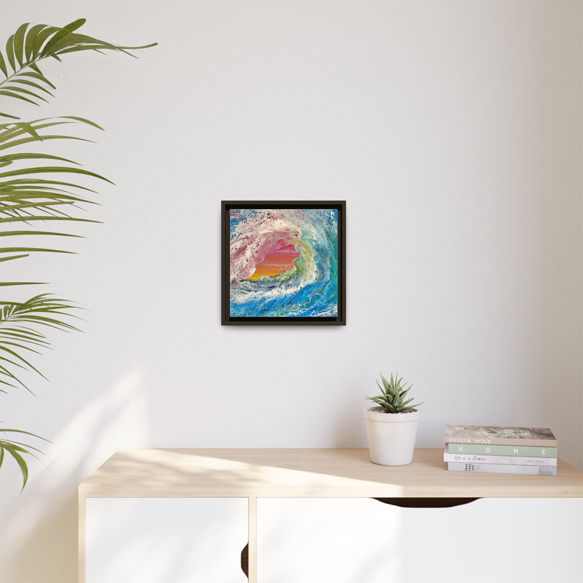 Abstract Ocean Wave Framed Canvas Print — Colorful Coastal Wall Art