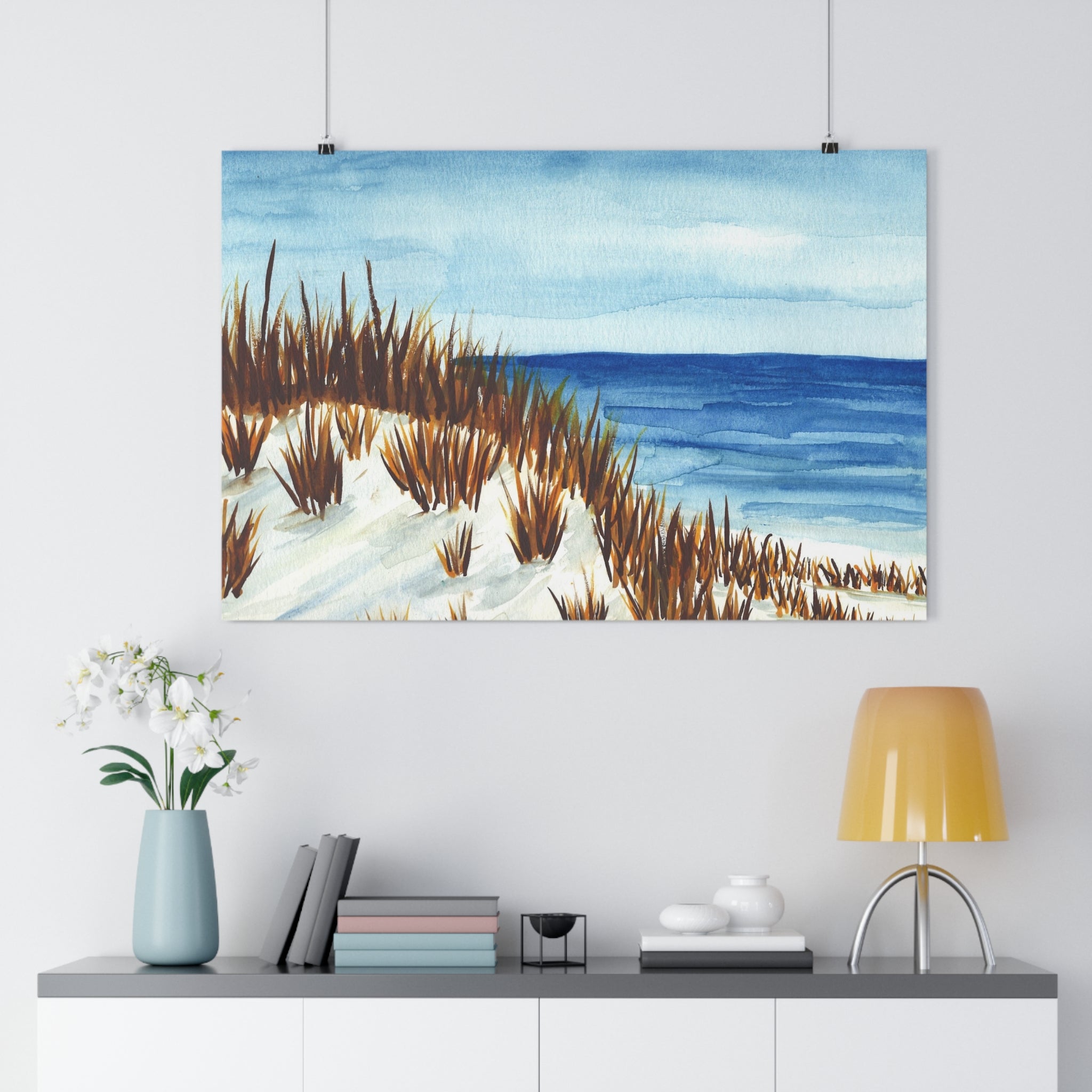 Giclée Art Print — Coastal Dune Watercolor Seascape