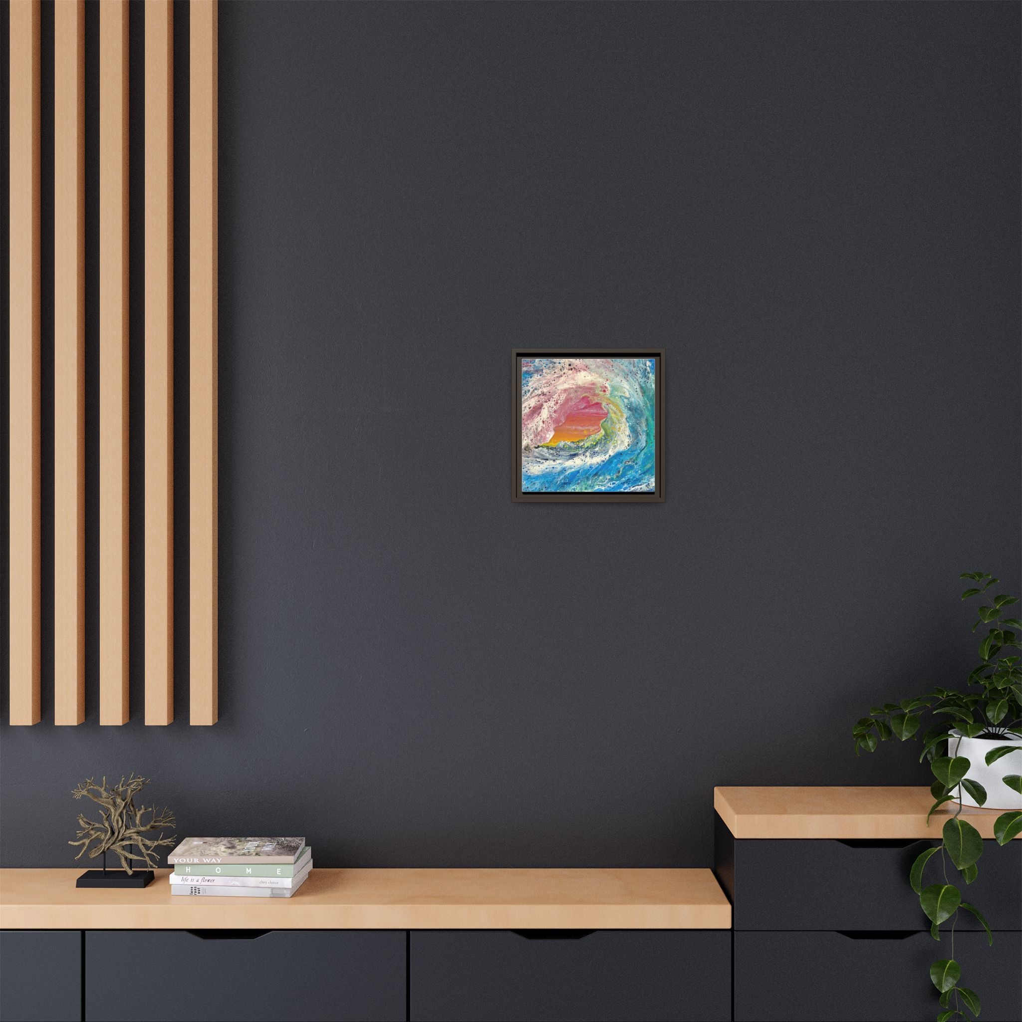 Abstract Ocean Wave Framed Canvas Print — Colorful Coastal Wall Art