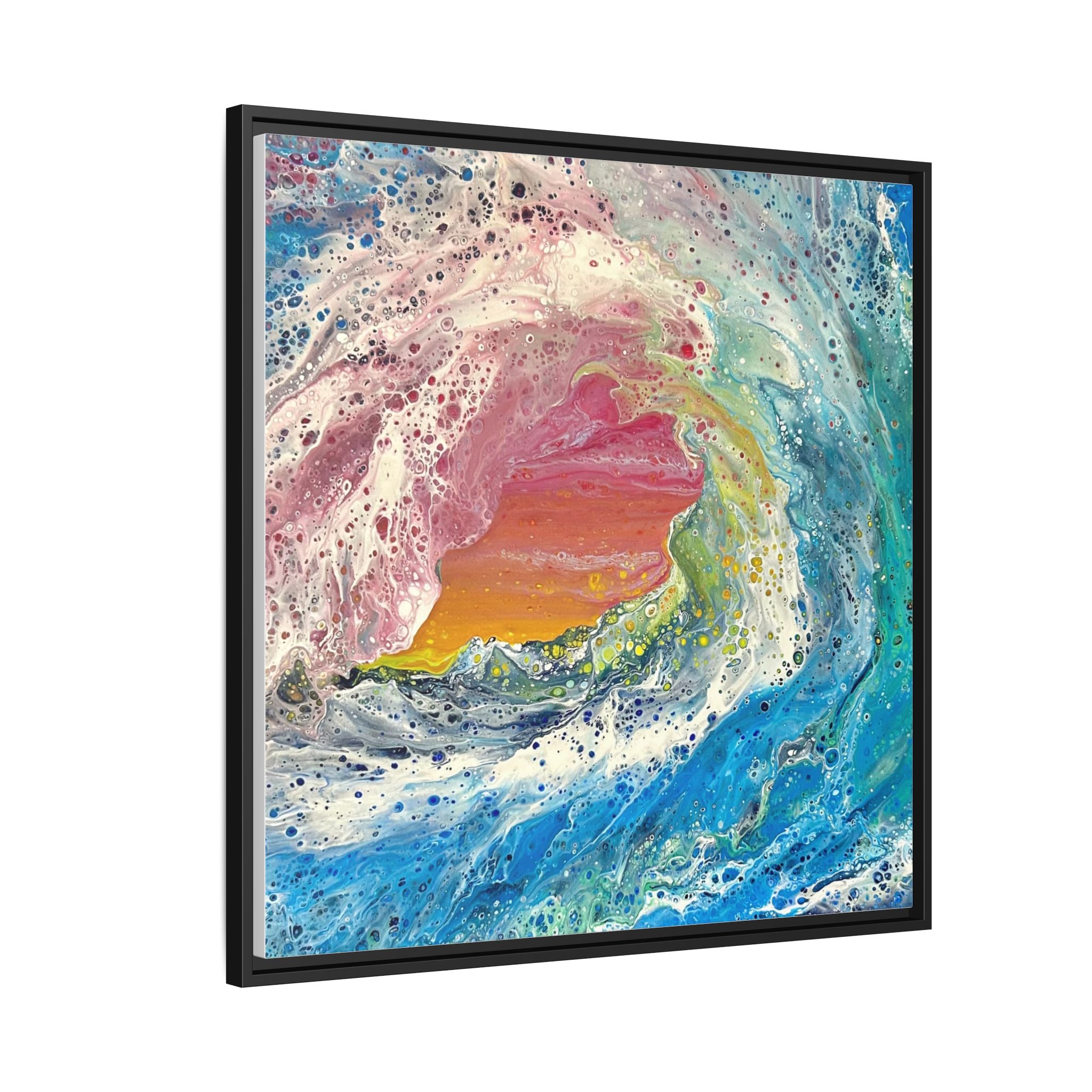 Abstract Ocean Wave Framed Canvas Print — Colorful Coastal Wall Art