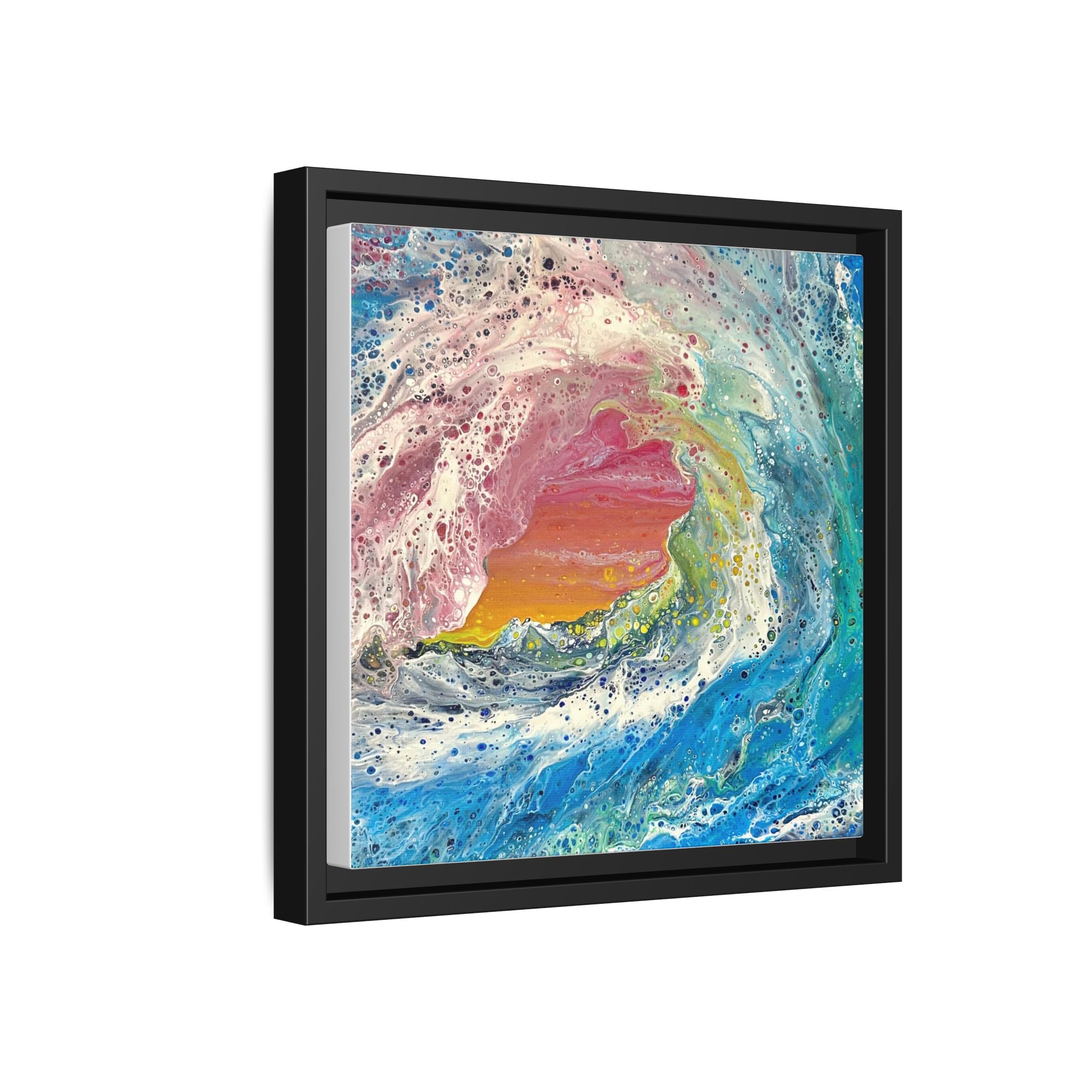 Abstract Ocean Wave Framed Canvas Print — Colorful Coastal Wall Art