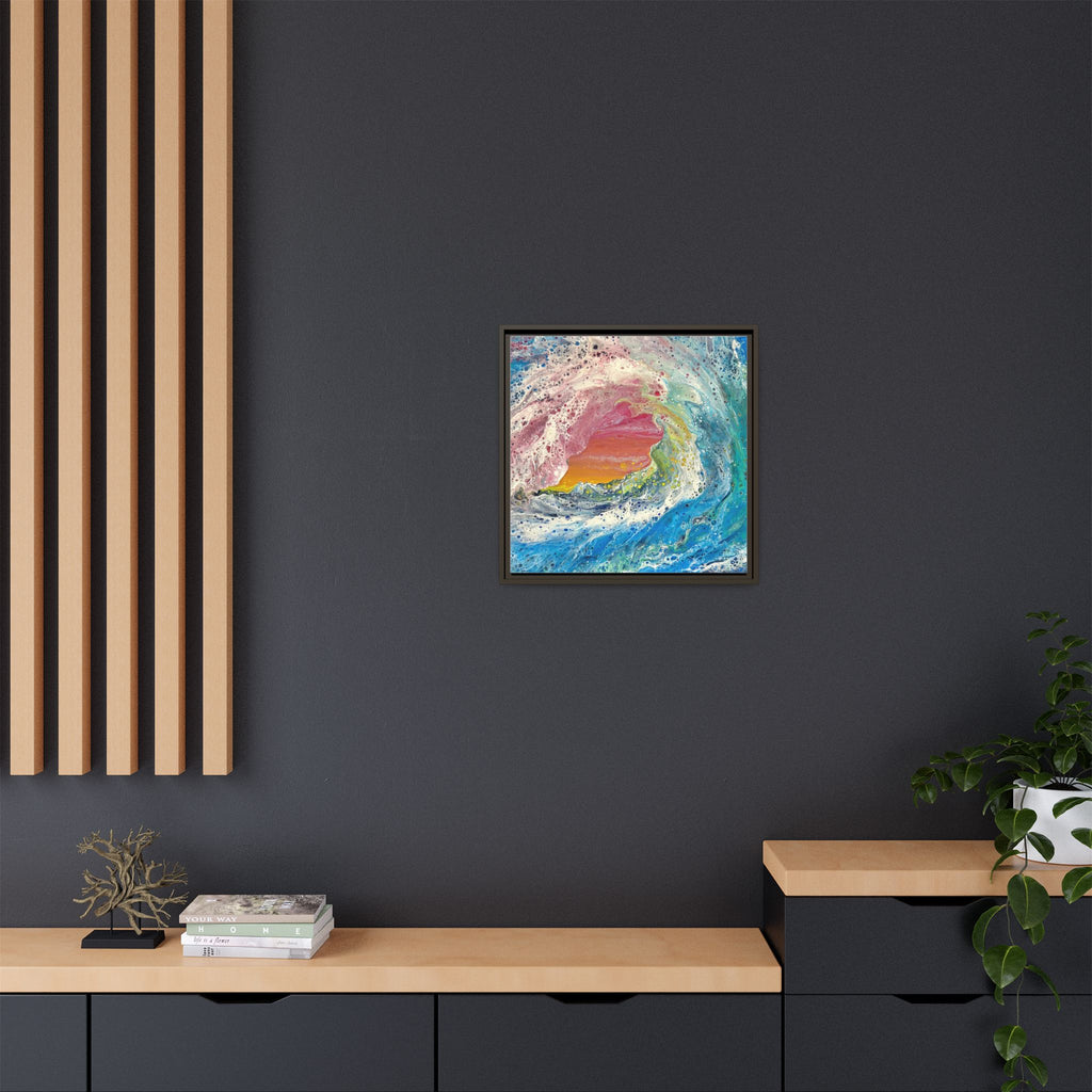 Abstract Ocean Wave Framed Canvas Print — Colorful Coastal Wall Art